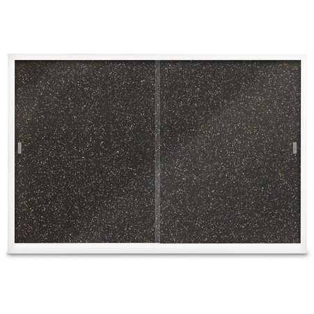 United Visual Products Sliding Door Indoor Enclosed Corkboard, 7 UV9027ACS-BRONZE-PEARL